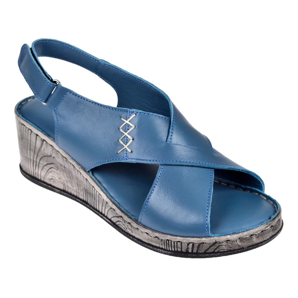 Pullman Hakiki Deri Comfort Kadın Sandalet PLM-12   MAVİ