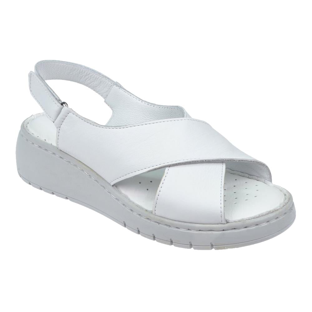 Pullman Hakiki Deri Comfort Kadın Sandalet SK-22352   BEYAZ
