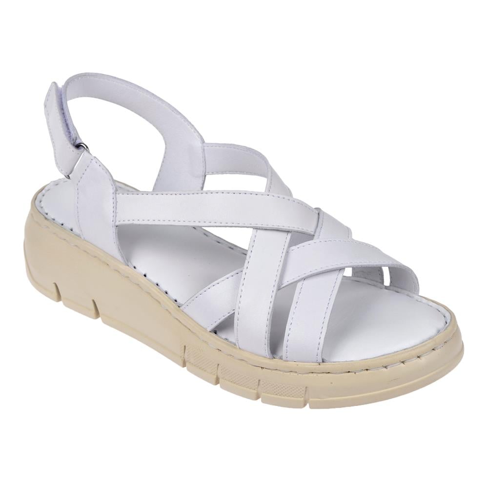 Pullman Hakiki Deri Comfort Kadın Sandalet PLM-2426   BEYAZ