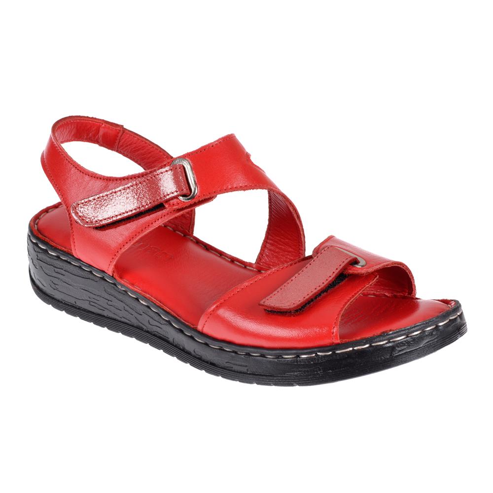 Pullman Hakiki Deri Comfort Kadın Sandalet PLM-7   KIRMIZI