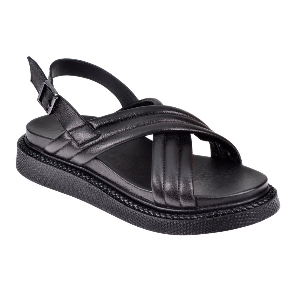 Pullman Hakiki Deri Comfort Kadın Sandalet MX-305   SİYAH