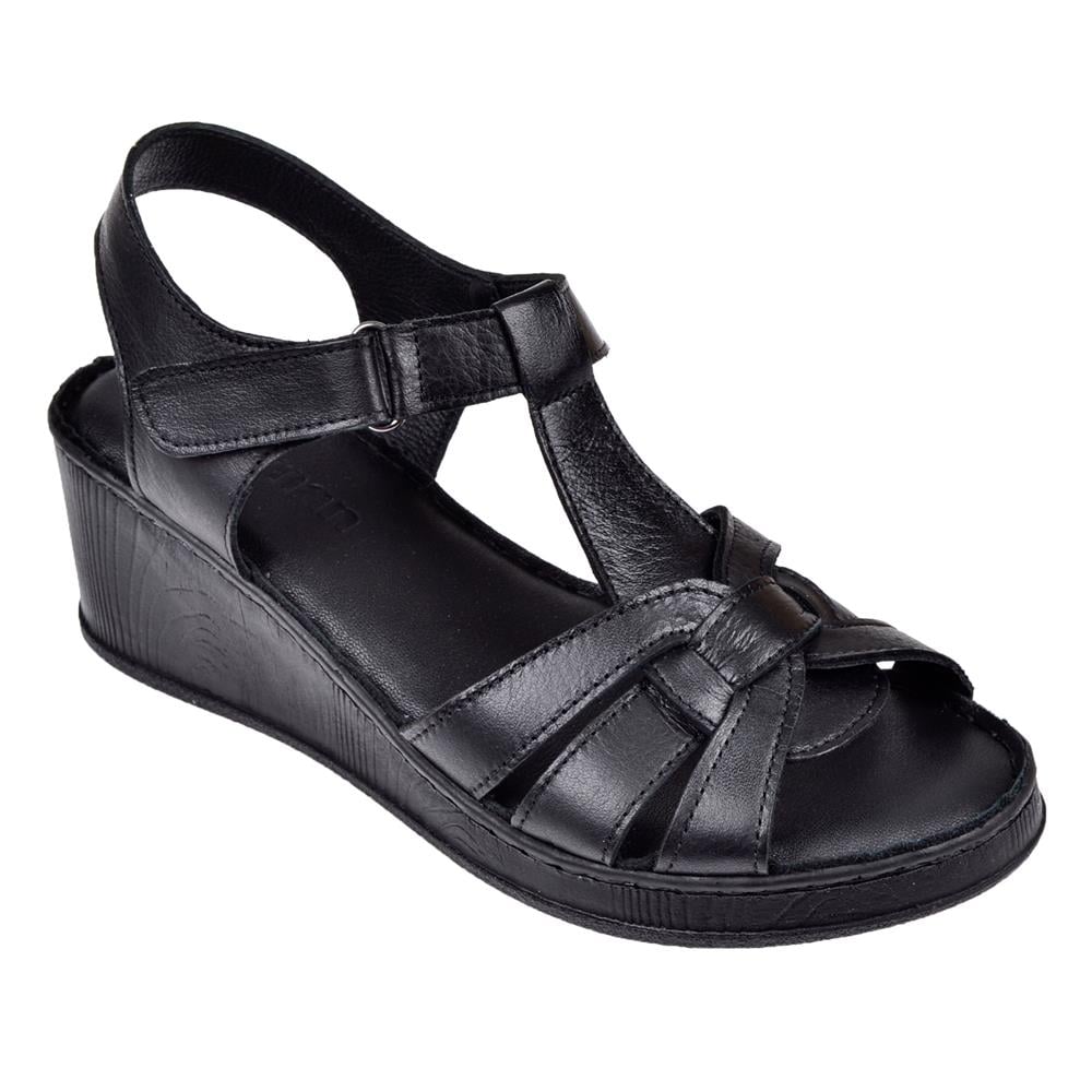 Pullman Hakiki Deri Comfort Kadın Sandalet PLM-5   SİYAH SİYAH