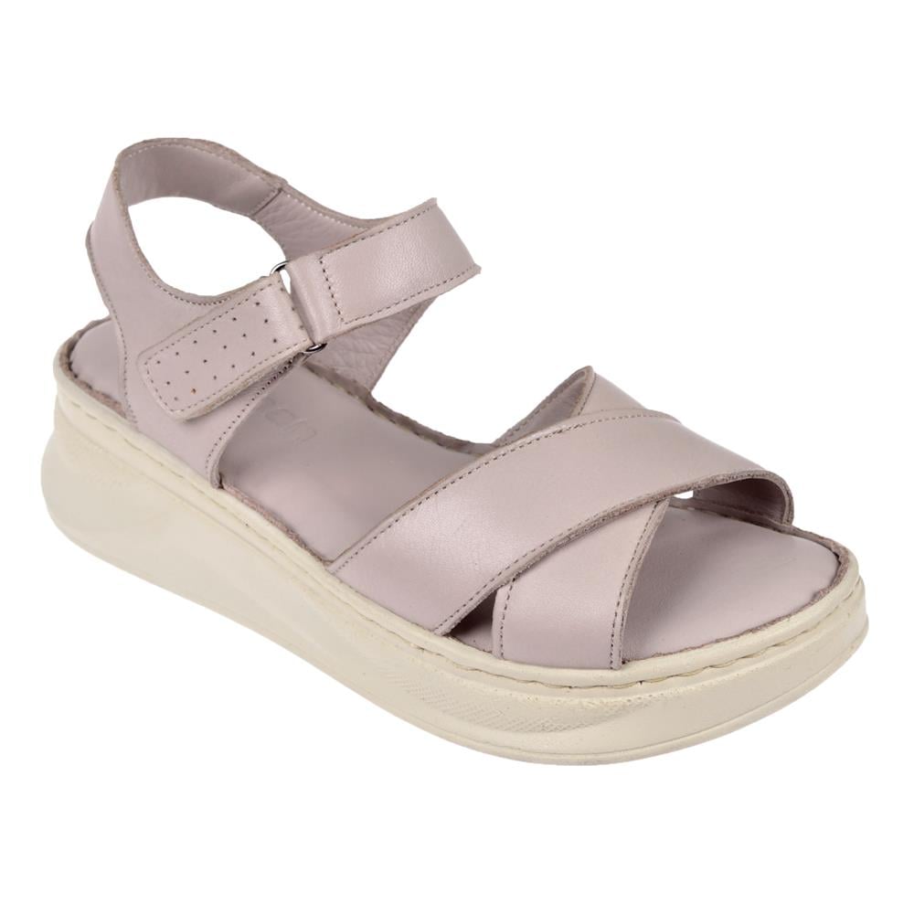 Pullman Hakiki Deri Comfort Kadın Sandalet PLM-51   SİLVER