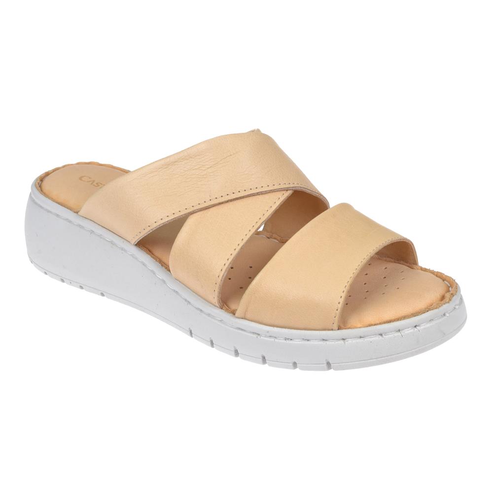 Pullman Hakiki Deri Comfort Kadın Terlik SK-22356   BEJ