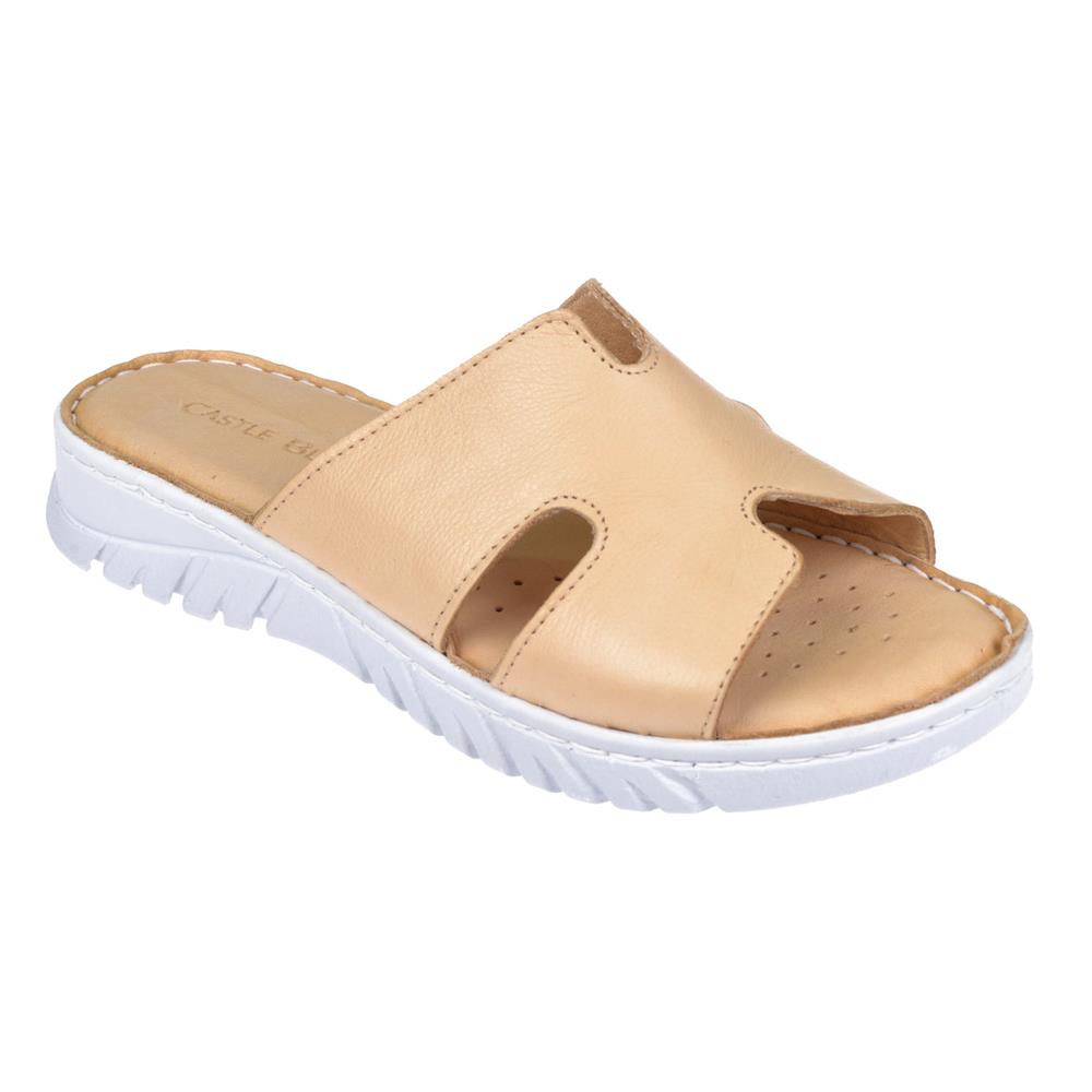 Pullman Hakiki Deri Comfort Kadın Terlik SK-22357   BEJ