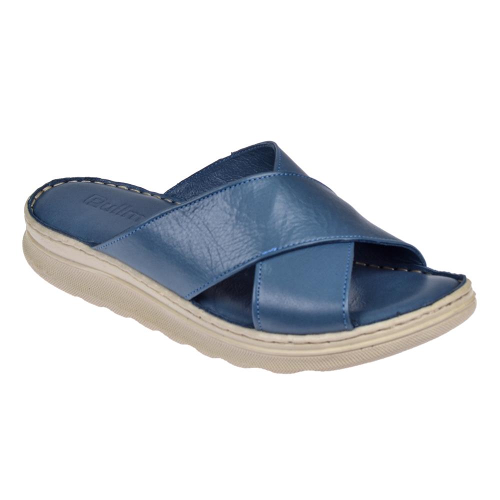 Pullman Hakiki Deri Comfort Kadın Terlik PLM-45   KOT MAVİ