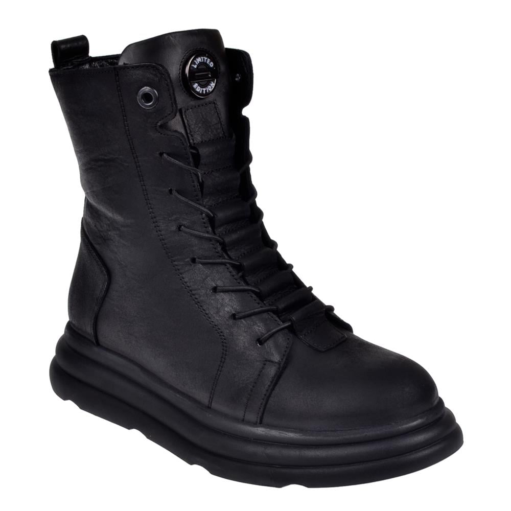 Pullman Hakiki Deri Düz Taban Kadın Bot VOY-9314   SİYAH NUBUK