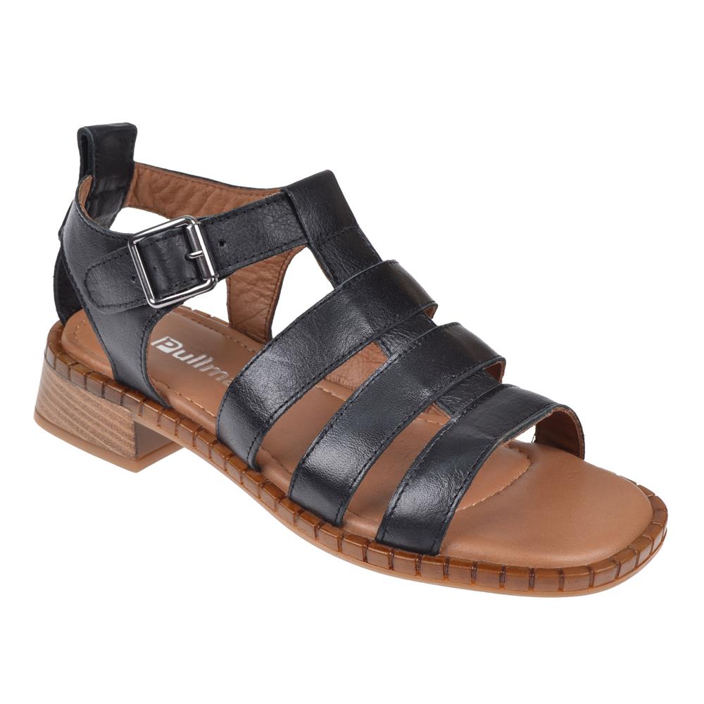 Pullman Hakiki Deri Kadın Sandalet BEL-023   SİYAH