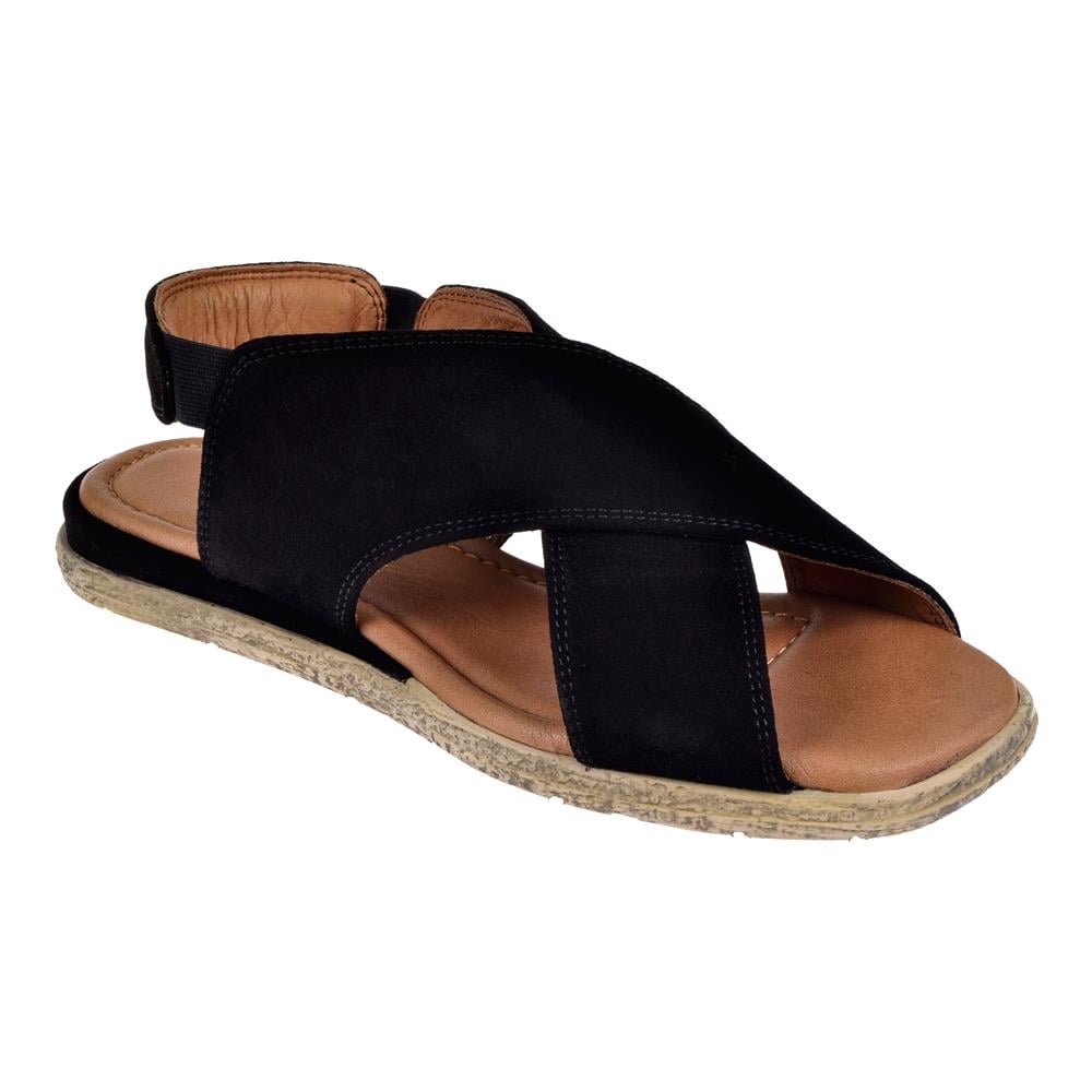 Pullman Hakiki Deri Kadın Sandalet PLM-706   SİYAH SÜET