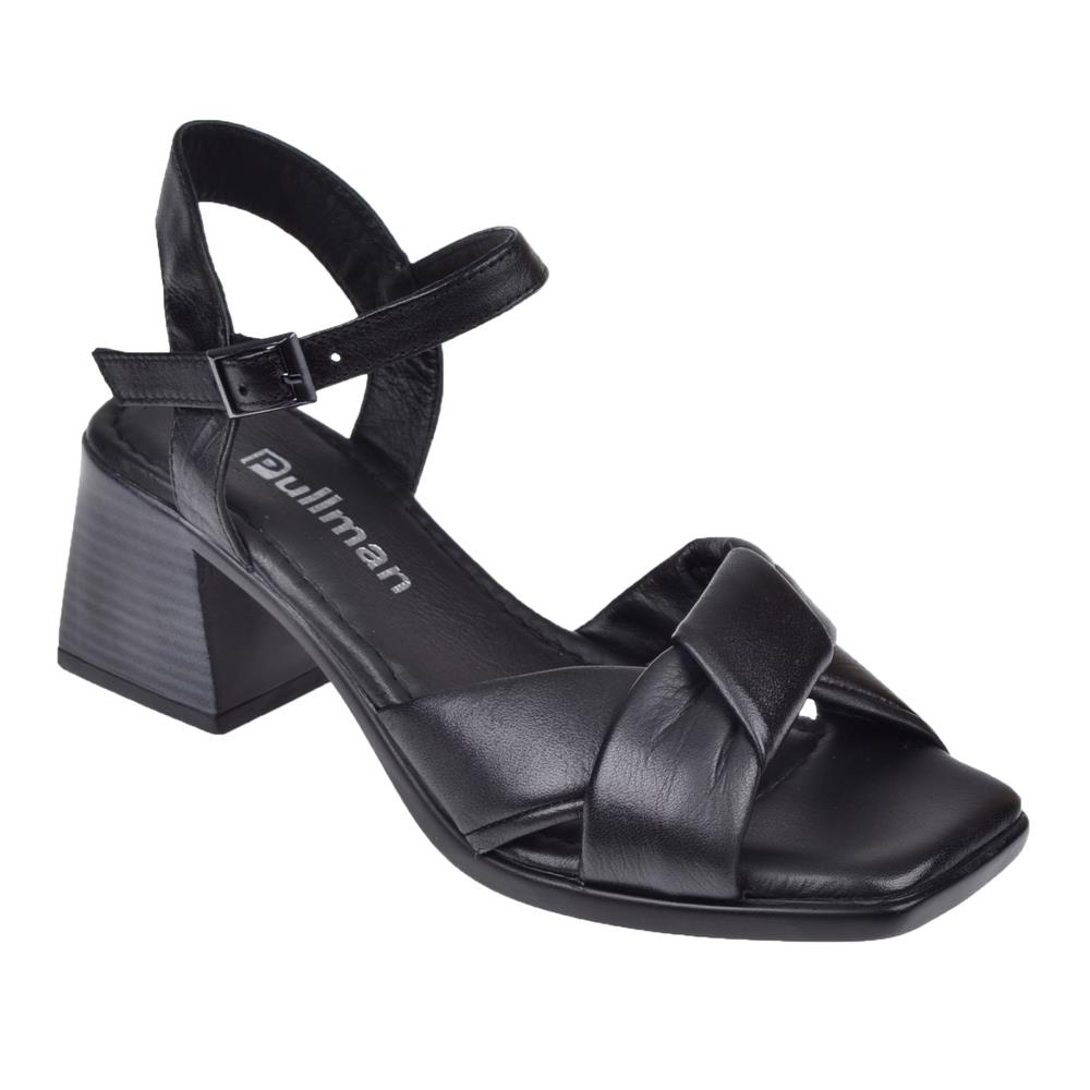 Pullman Hakiki Deri Kalın Topuklu Kadın Sandalet BEL-478   SİYAH