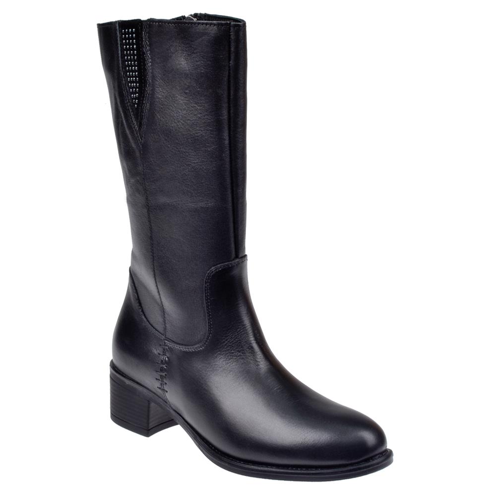 Pullman Hakiki Deri Kısa Kadın Çizme VOY-9289   SİYAH