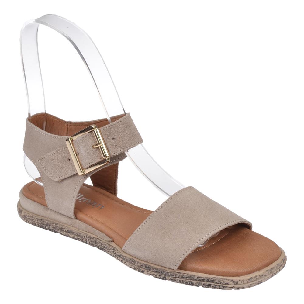 Pullman Hakiki Deri Tek Bant Kadın Sandalet BEL-713   BEJ SÜET