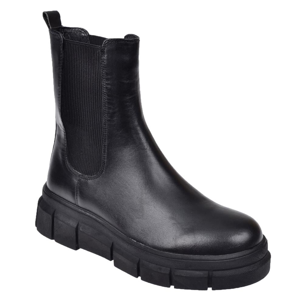 Pullman Hakiki Deri Yanı Lastikli Kadın Bot KMP-334708   SİYAH