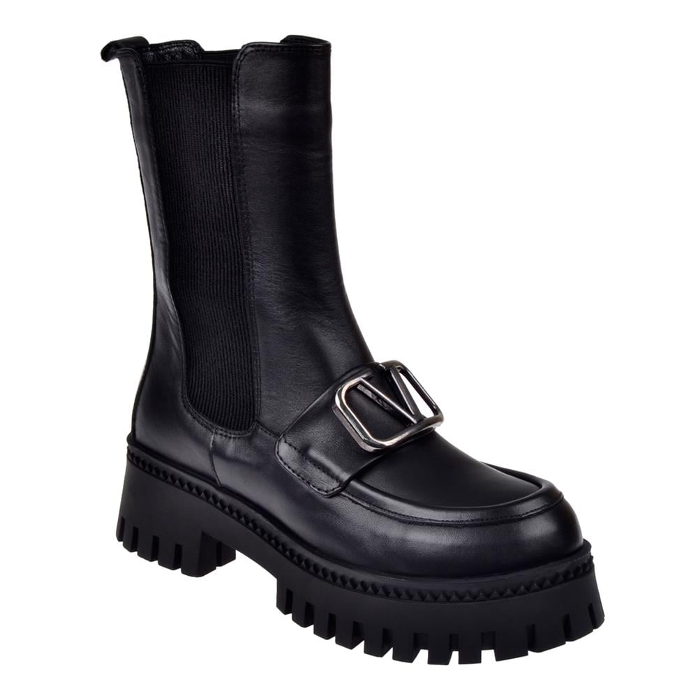 Pullman Hakiki Deri Yanı Lastikli Kadın Bot MX-ZUMBA01   SİYAH