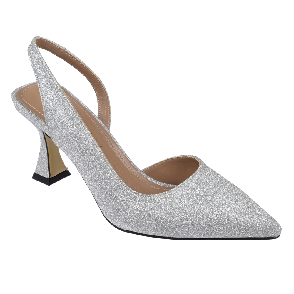 Pullman Saten Kadın Topuklu Ayakkabı PL-3100   LAME SİMLİ