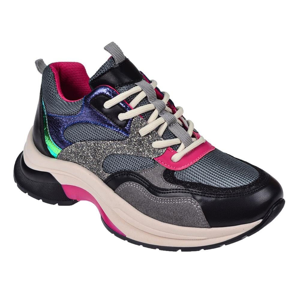 Pullman Simli Kadın Spor Ayakkabı Sneaker SMS-30162   SİYAH SİMLİ
