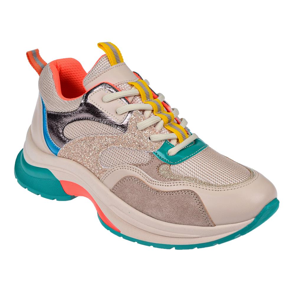 Pullman Simli Kadın Spor Ayakkabı Sneaker SMS-30162   BEJ SİMLİ