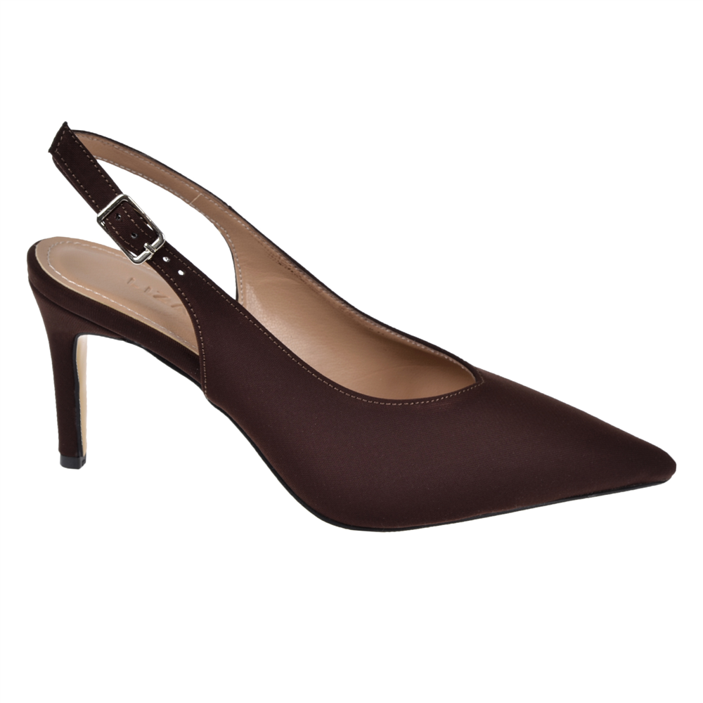 Pullman Sivri Burun İnce Topuklu Kadın Ayakkabı PL-88T   KAHVE SATEN