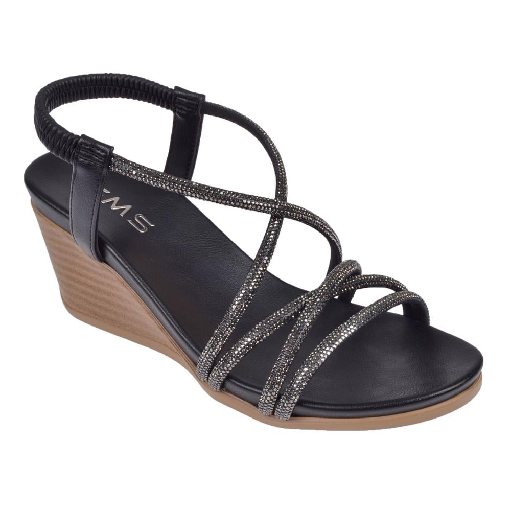 Pullman Taş Detaylı Dolgu Taban Kadın Sandalet SMS-1046   SİYAH