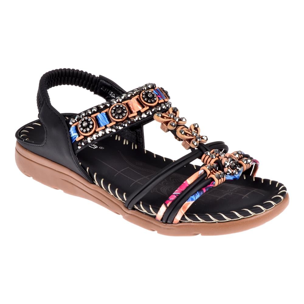 Pullman Taşlı Comfort Kadın Sandalet GJ-15083   SİYAH