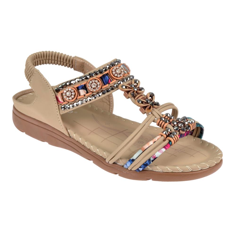 Pullman Taşlı Comfort Kadın Sandalet GJ-15083   BEJ