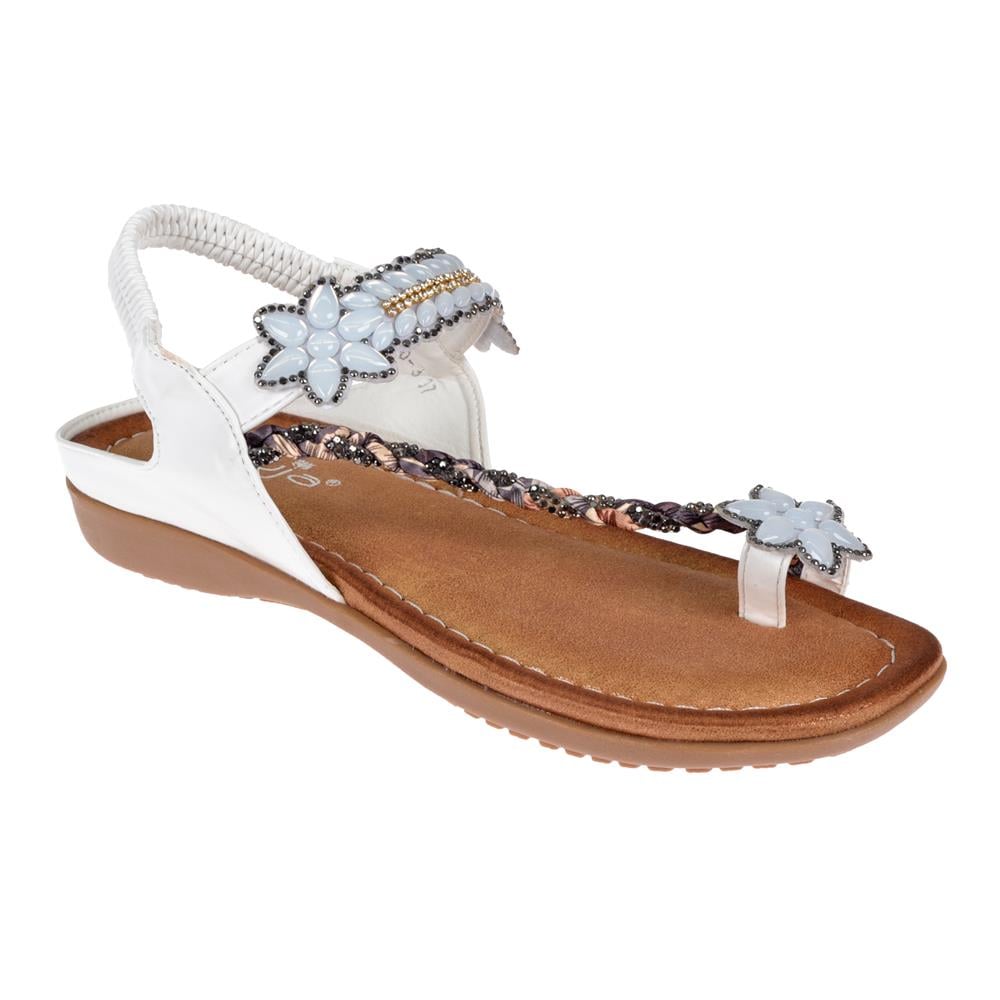Pullman Taşlı Parmak Arası Kadın Sandalet GJ-1503   BEYAZ