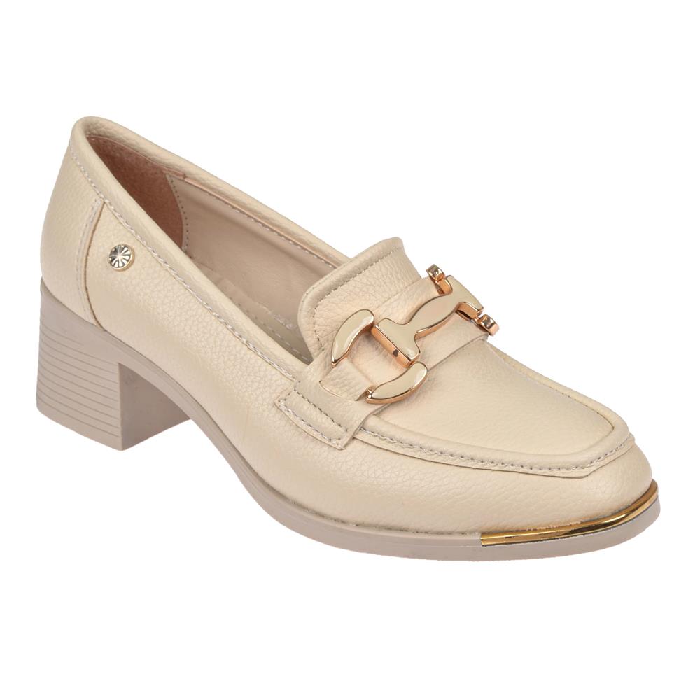 Pullman Tokalı 5,5 Cm Topuklu Kadın Ayakkabı MF-410   BEJ