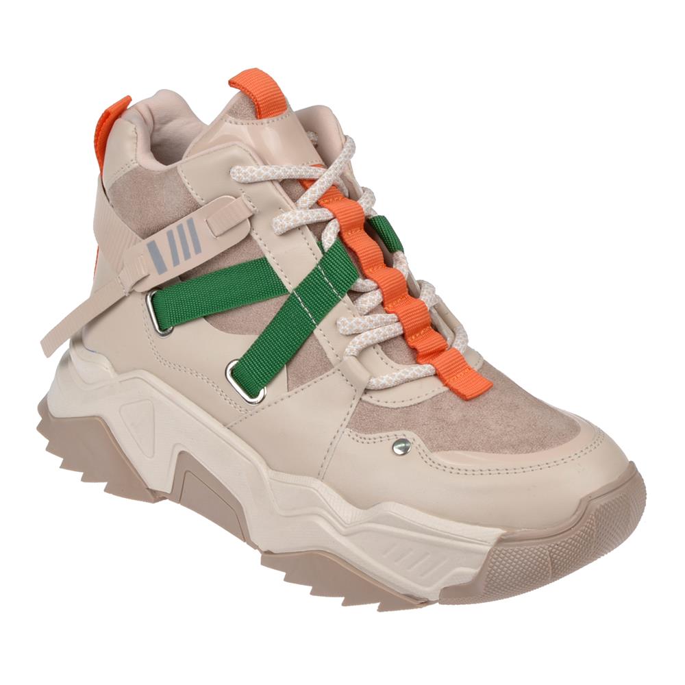 Pullman Uzun Konçlu Kadın Spor Ayakkabı Sneaker SMS-6560   BEJ MULTİ