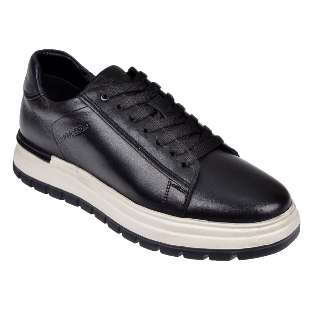 Voyager Hakiki Deri Erkek Spor Ayakkabı Sneaker VOY-387   SİYAH