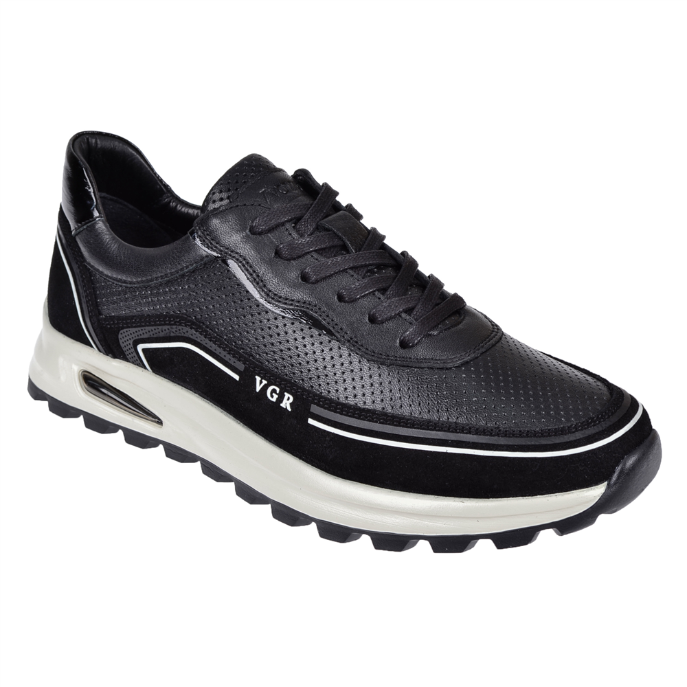 Voyager Hakiki Deri Yazlık Erkek Spor Ayakkabı Sneaker VOY-684   SİYAH