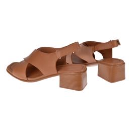 Pullman Hakiki Deri Alçak Topuk Kadın Sandalet MX-1002   TABA
