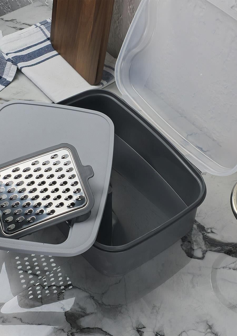 Rendeli Saklama Kabı - Masal Plastik Saklama Kabı - 4500 ML, Gri