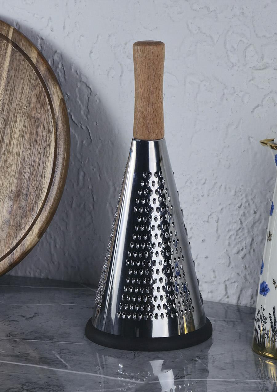 Ahşap Saplı Çelik Rende - Paslanmaz Mutfak Rendesi - Üçgen, 28 CM