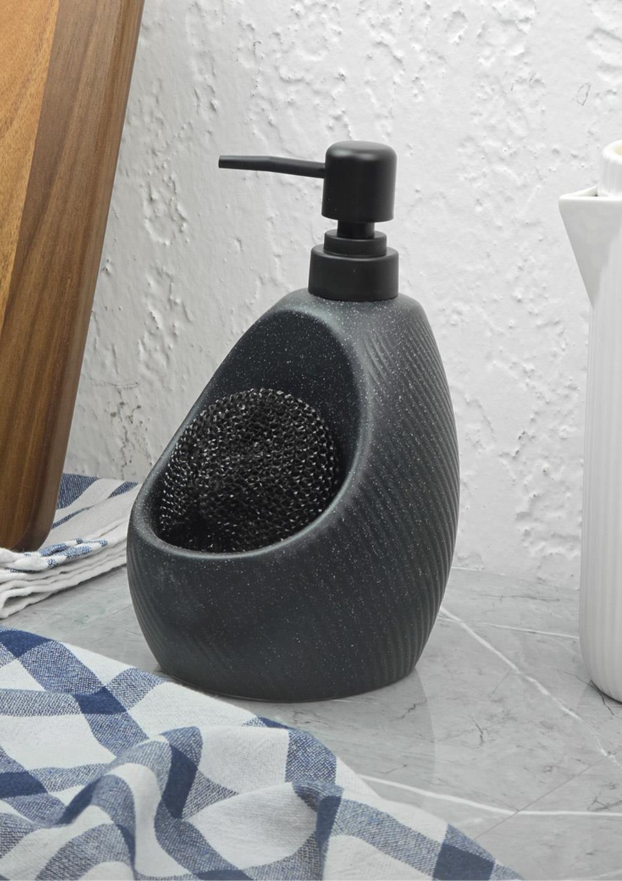 Taş Desenli Sıvı Sabunluk - Sünger Hazneli Mutfak Sabunluğu - 700 ML -  Çizgi Desen