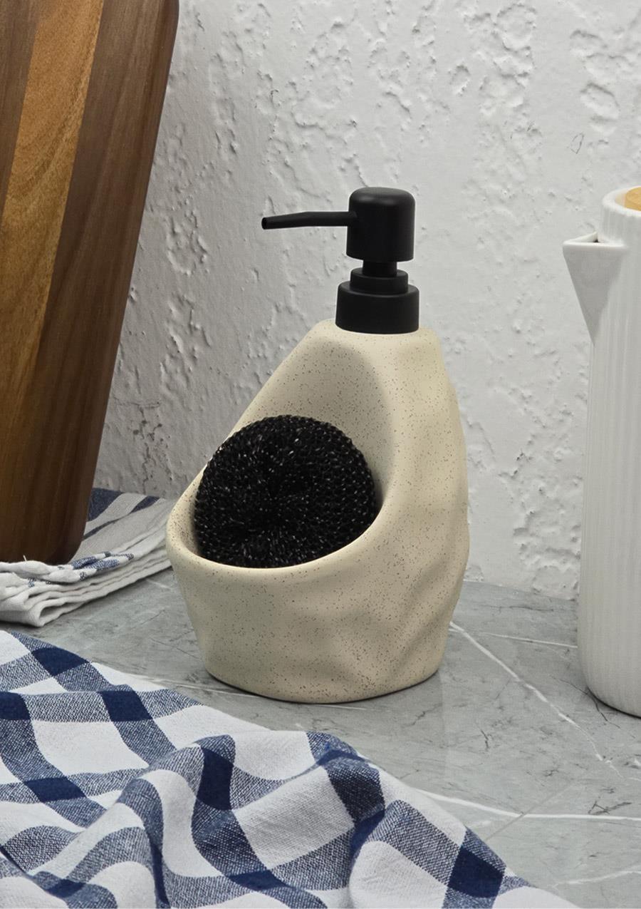 Taş Desenli Sıvı Sabunluk - Sünger Hazneli Mutfak Sabunluğu - 700 ML -  Çakıl Desen