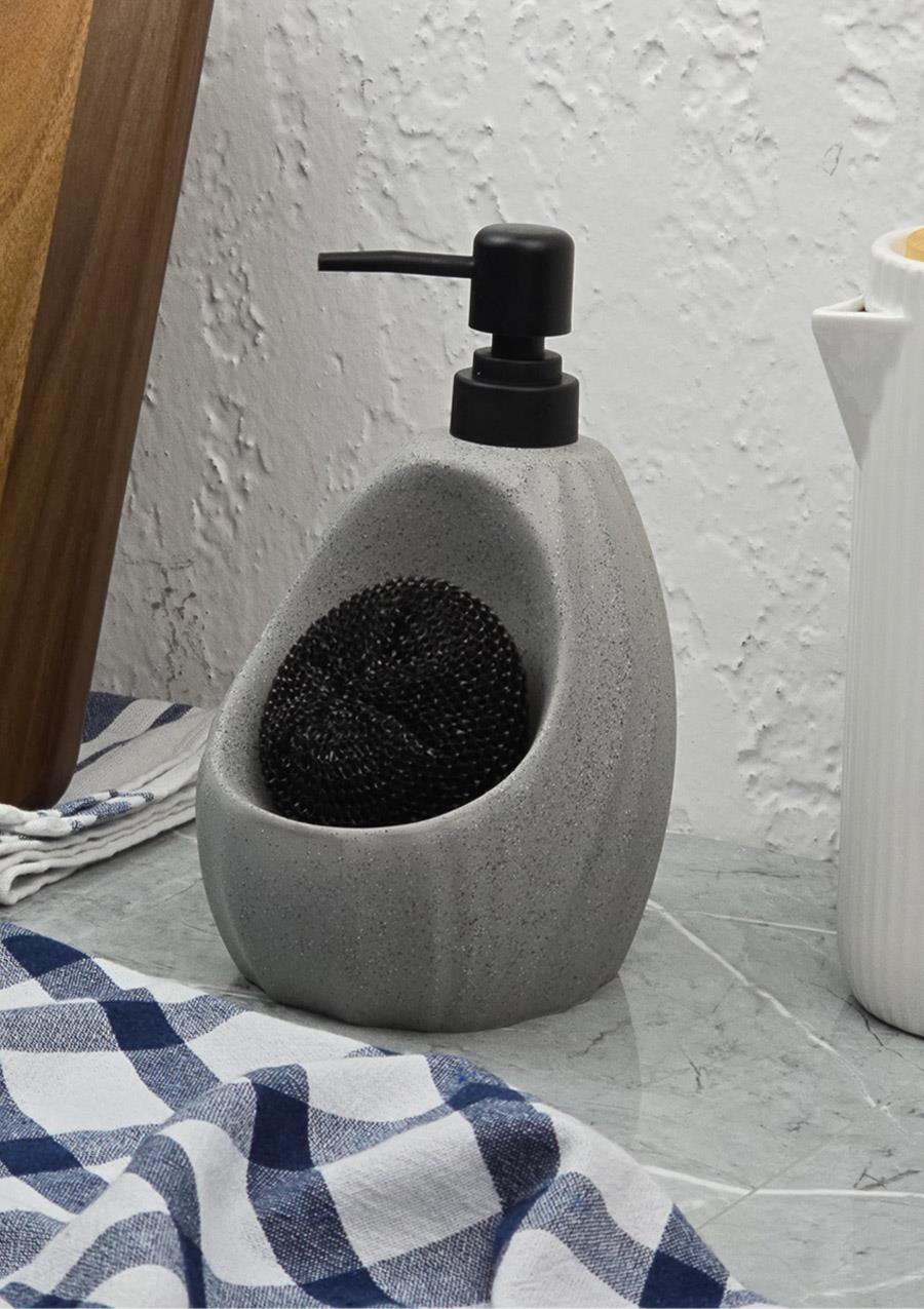 Taş Desenli Sıvı Sabunluk - Sünger Hazneli Mutfak Sabunluğu - 700 ML - Dalga Desen