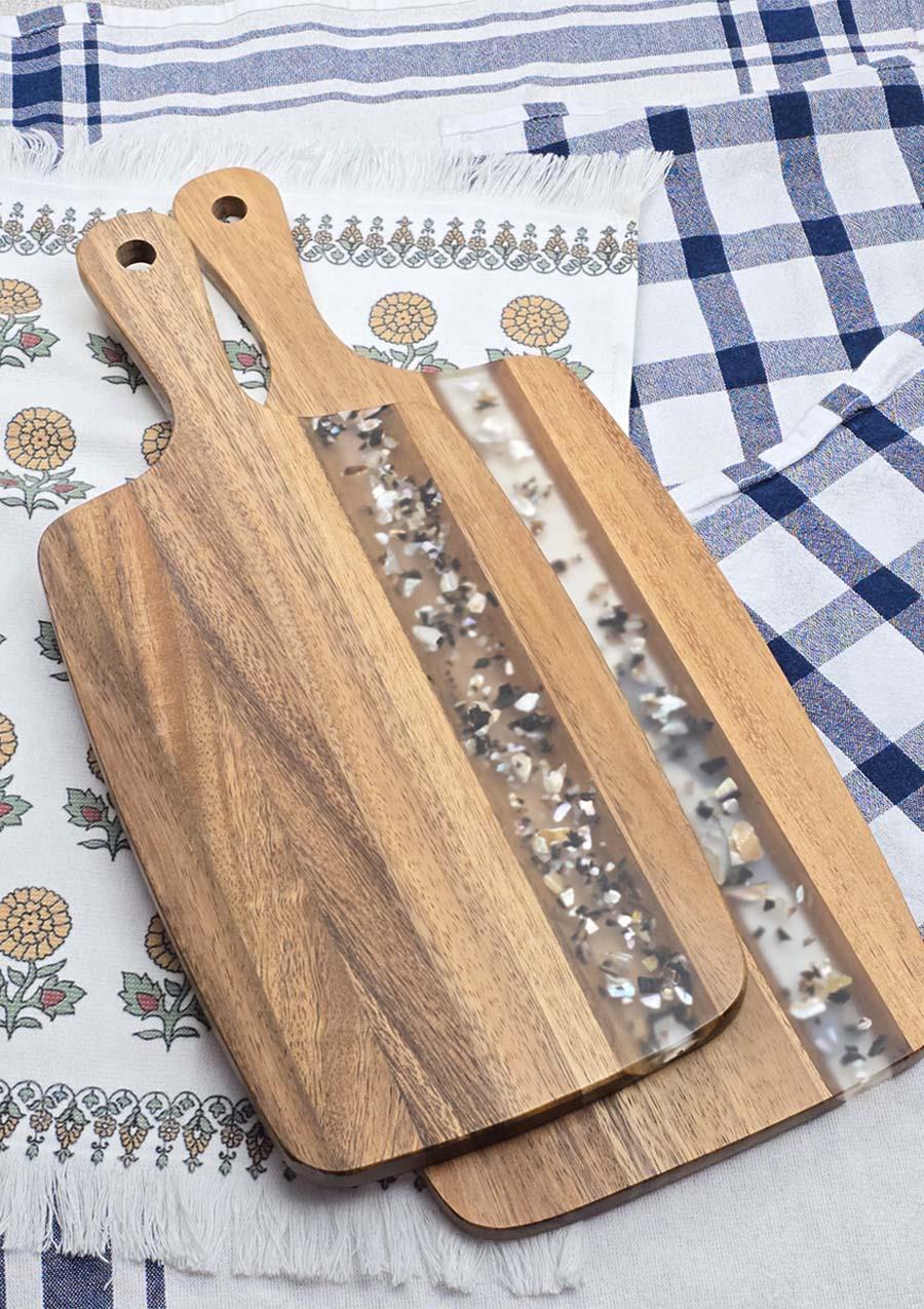 2li Akasya Kesme Tahtası Takımı - Dikdörtgen Kesim Tahtası Seti - 45 + 40 CM, 2 Parça