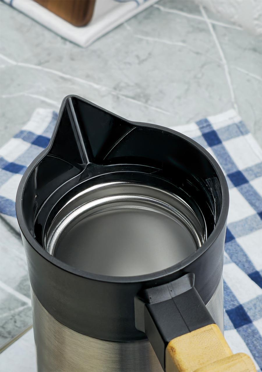 Bambu Saplı Çelik Termos - Bambu Saplı Çay Termosu - 2 Litre