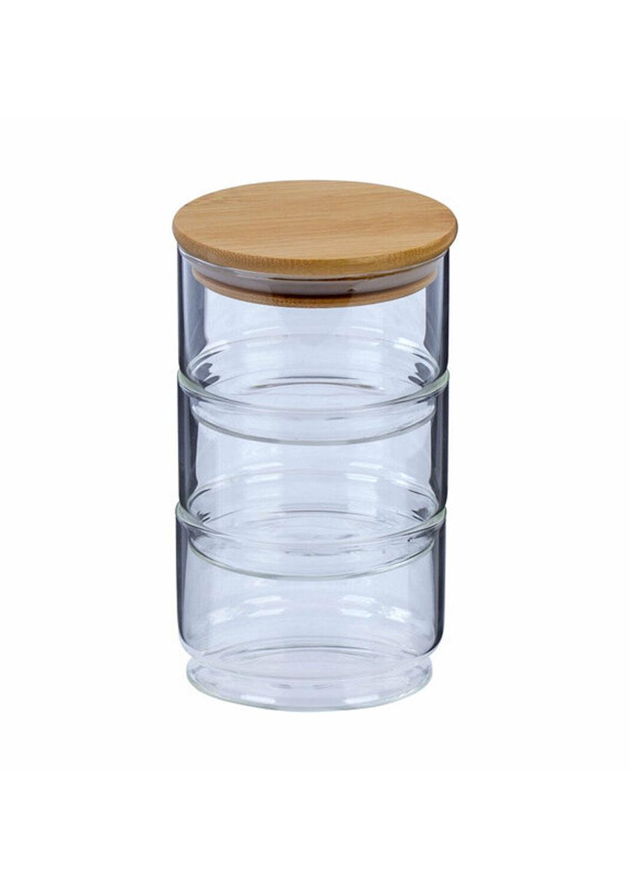 3 Katlı Cam Saklama Kabı Seti, Küçük boy - 4 Parça, 200 ML