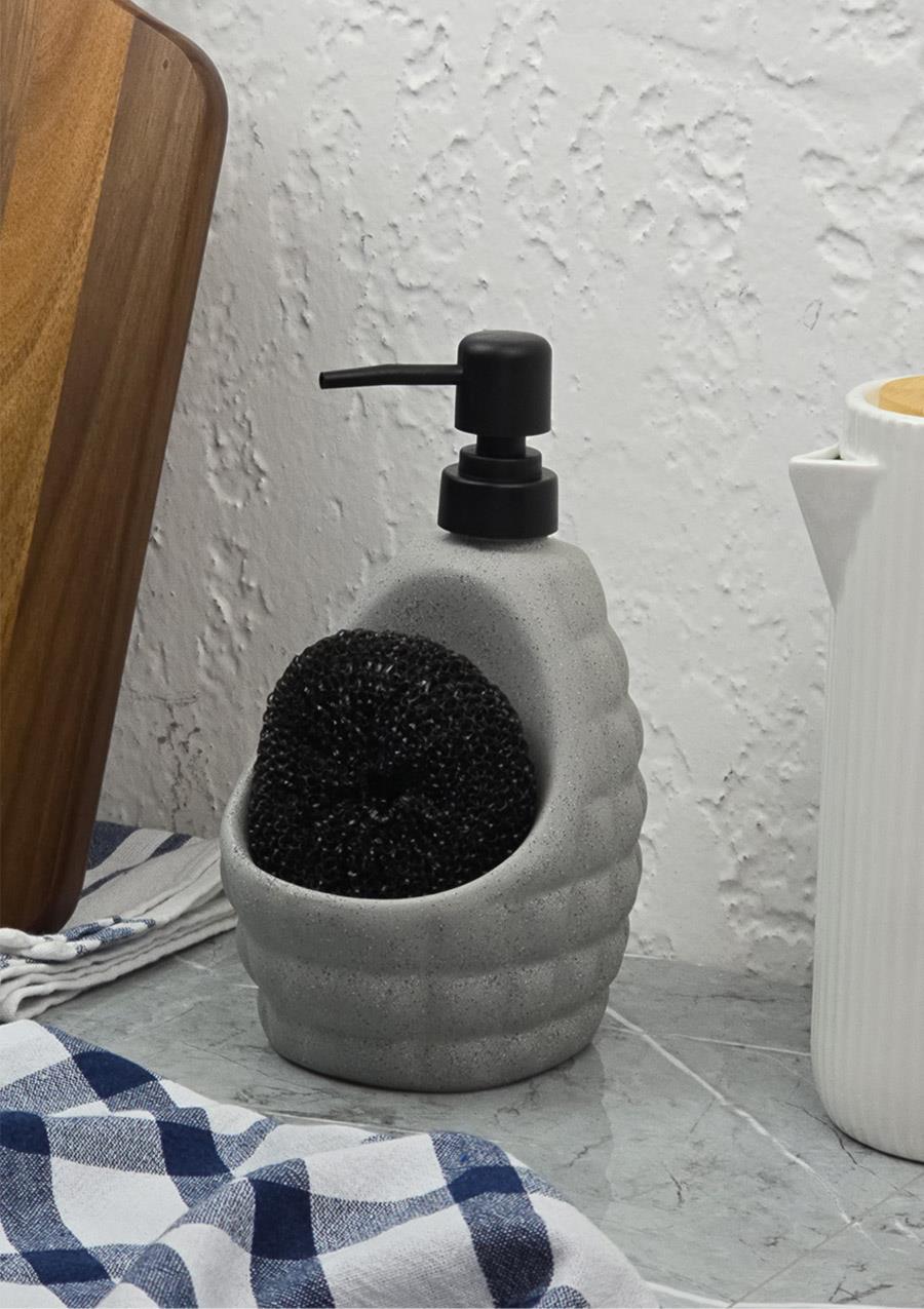 Taş Desenli Sıvı Sabunluk - Sünger Hazneli Mutfak Sabunluğu - 700 ML -  Baklava Desen