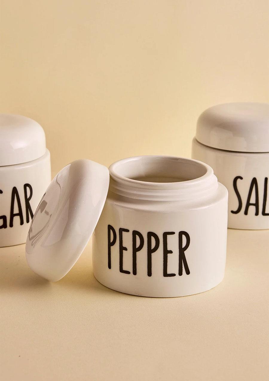 Francesco 3lü Porselen Ergonomik Baharatlık Seti Yuvarlak Formlu Beyaz Takım