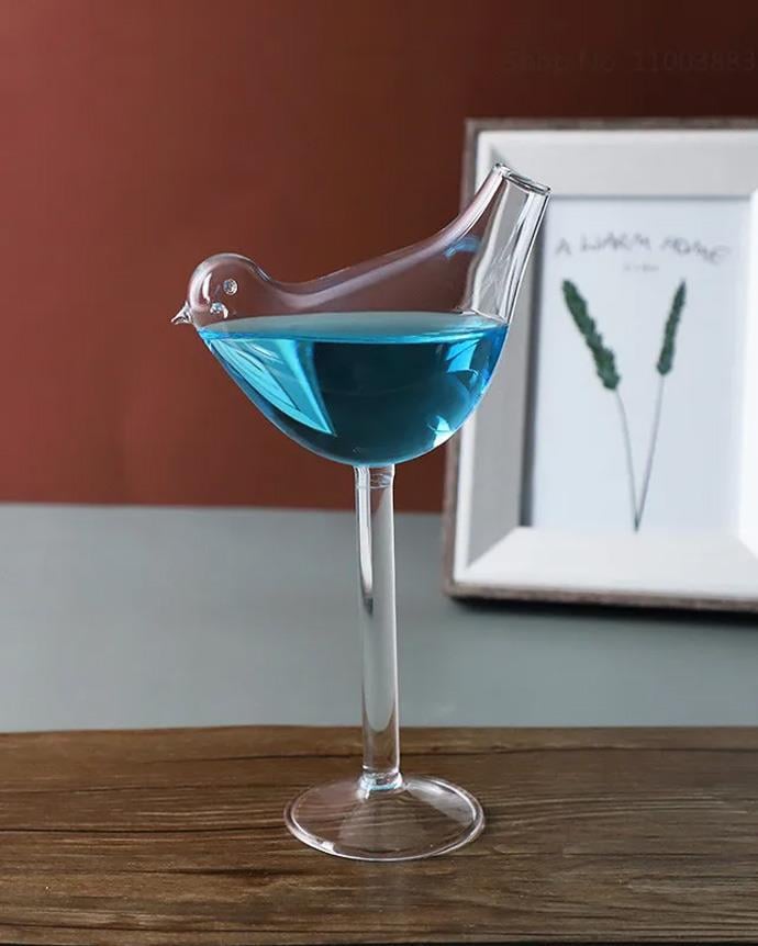 Kuş Figürlü Cam Biblo - Cam Kadeh - 150 ML