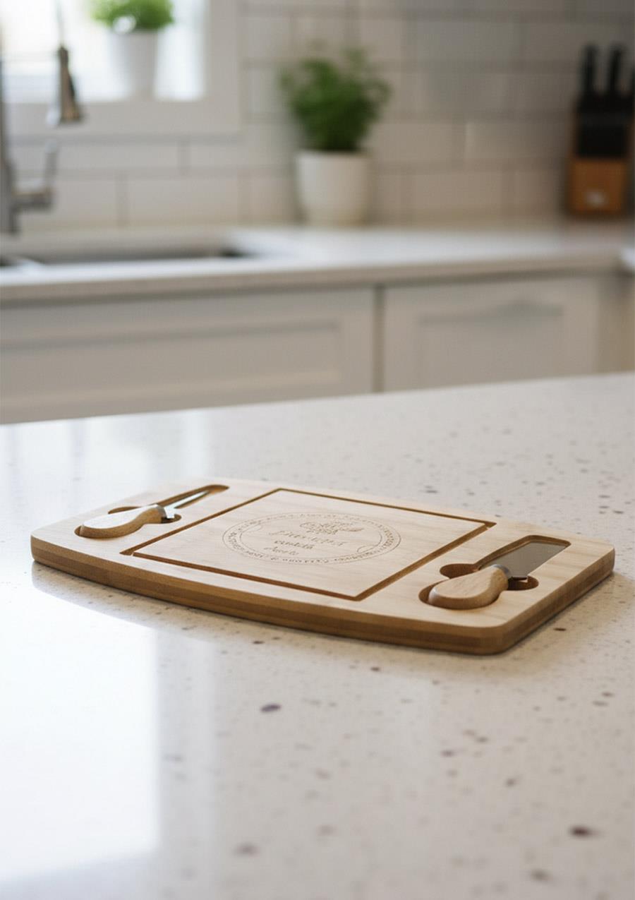 Bambu Peynir Tabağı - Peynir Sunumluk Seti- 3 Parça