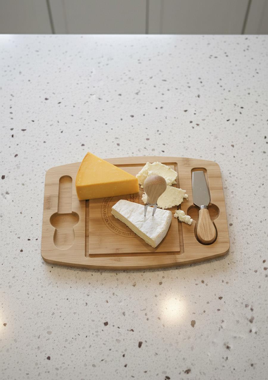 Bambu Peynir Tabağı - Peynir Sunumluk Seti- 3 Parça