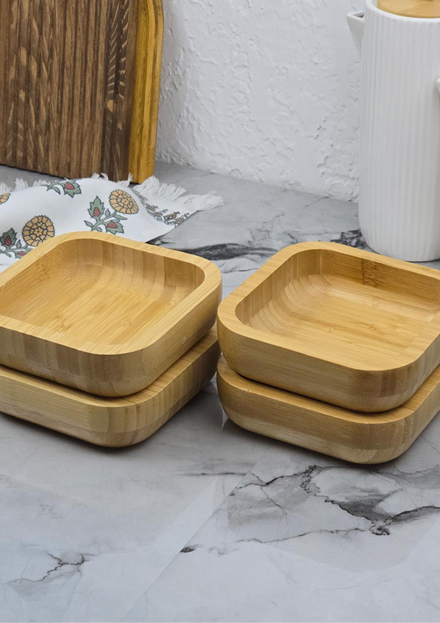 Bambu Kase Seti - 4lü Kase Takımı - 260 ML, 14 CM - 4 Parça