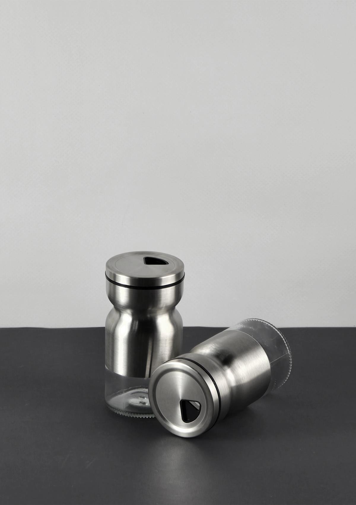 Paslanmaz Çelik Korumalı Tuzluk Seti - Stantlı 2li Tuzluk Takımı - 125 ML