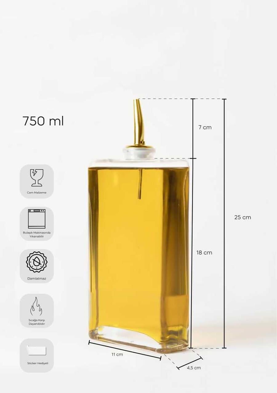 Cam Yağdanlık - Sosluk, Sirkelik - Gold Başlık - 750 ML