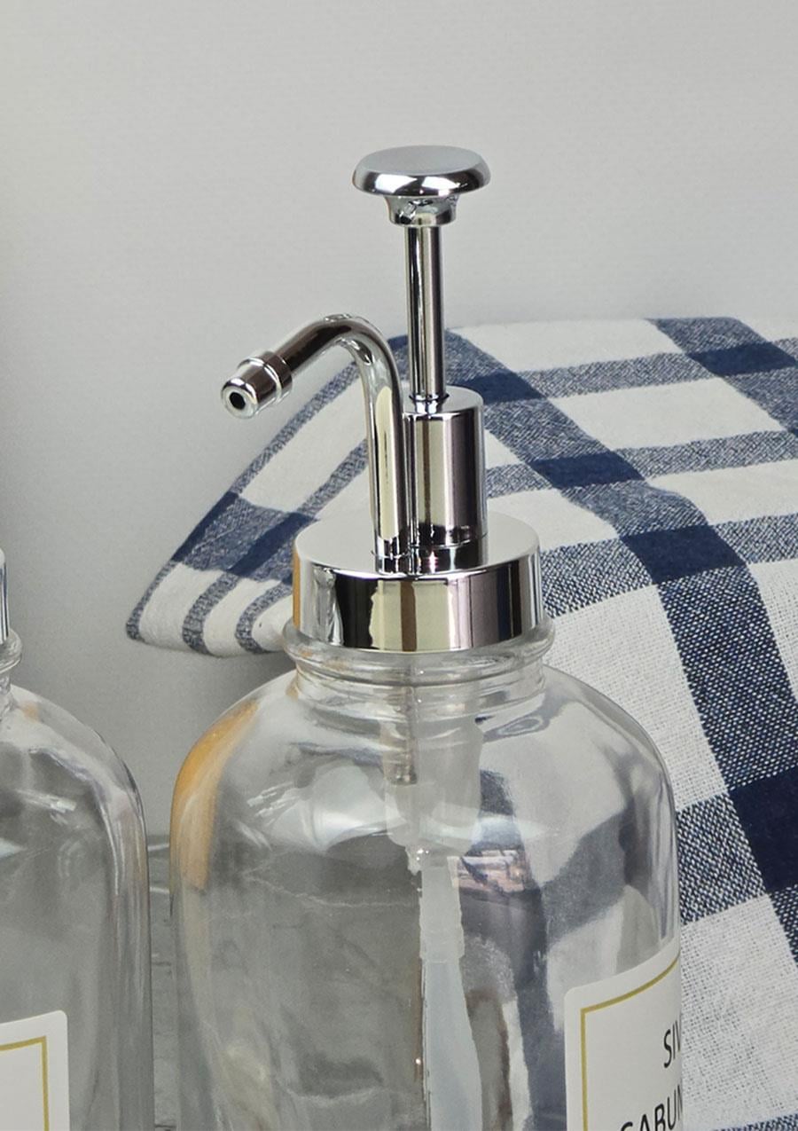 Cam Sıvı Sabunluk Seti - 2li Spreyli Losyon ve Sabun Dispenseri - 2x500 ML