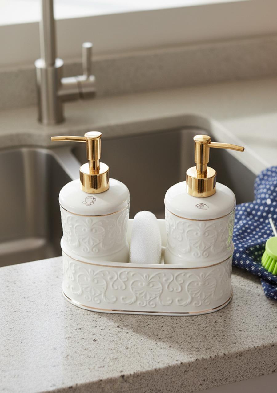 Mundo Porselen Sıvı Sabunluk Seti - 2x300 ML