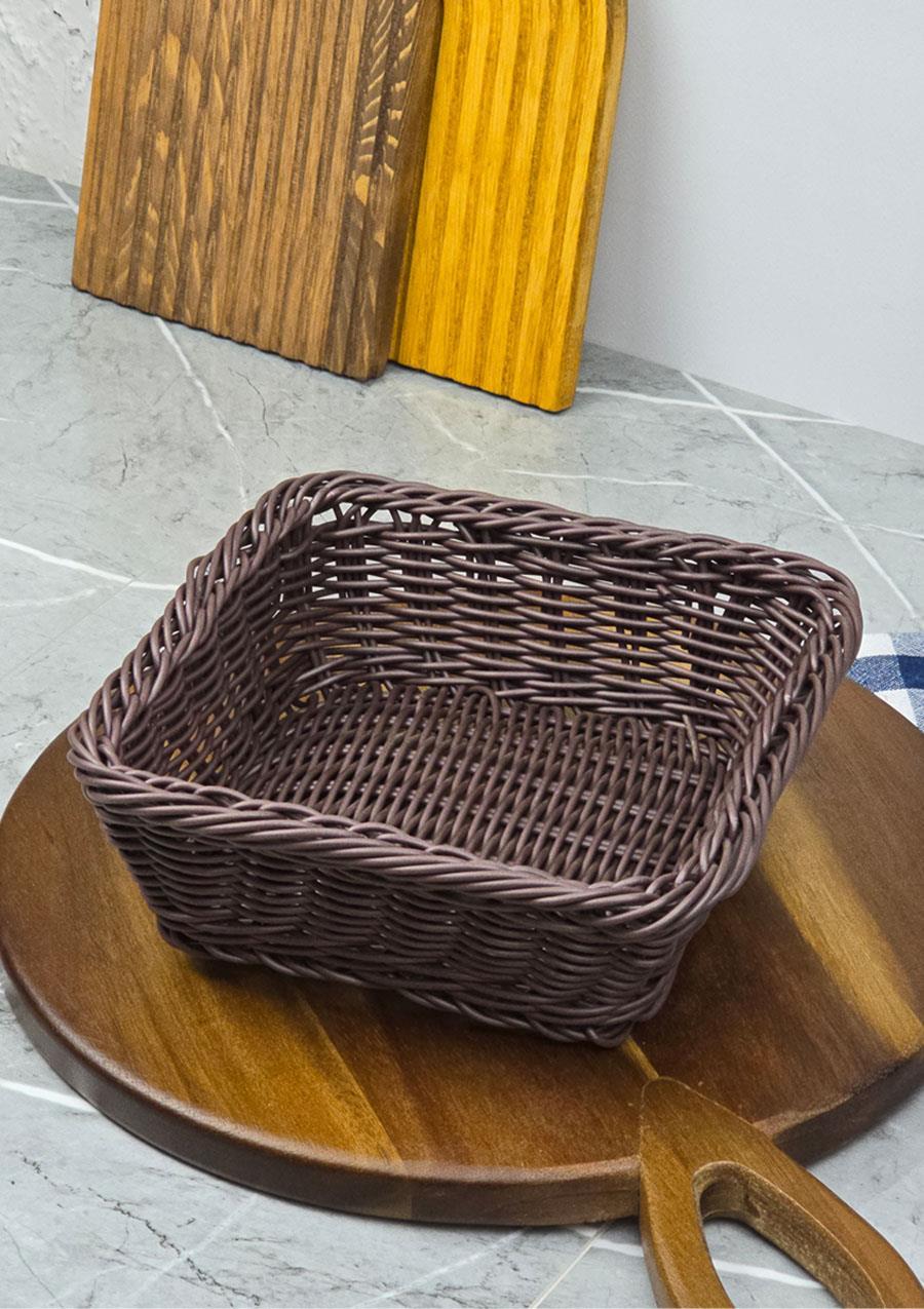 Ekmek Sepeti - Hasır Görünümlü Kare Ekmek Sepeti - Küçük Boy, 19 CM